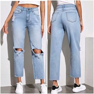 High Rise Distressed Mom Jeans